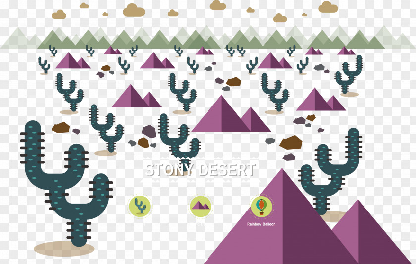 Purple Mountain Cactus Vector Euclidean Illustration PNG