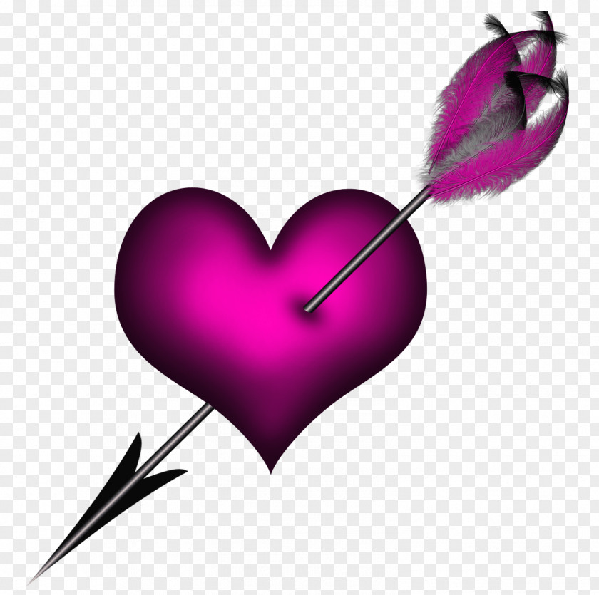 Transparent Pink Heart With Arrow Clipart PNG