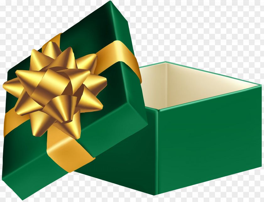 Green Open Gift Box Clip Art Image PNG