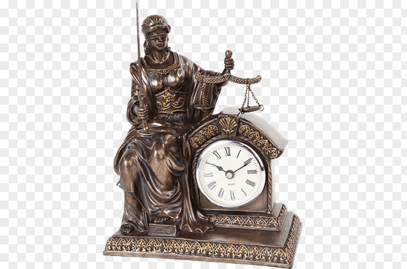 Lady Justice Mantel Clock Quartz Table PNG