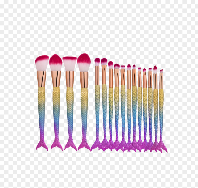 Wearable Mermaid Tails Rainbow Make-Up Brushes Cosmetics Foundation PNG