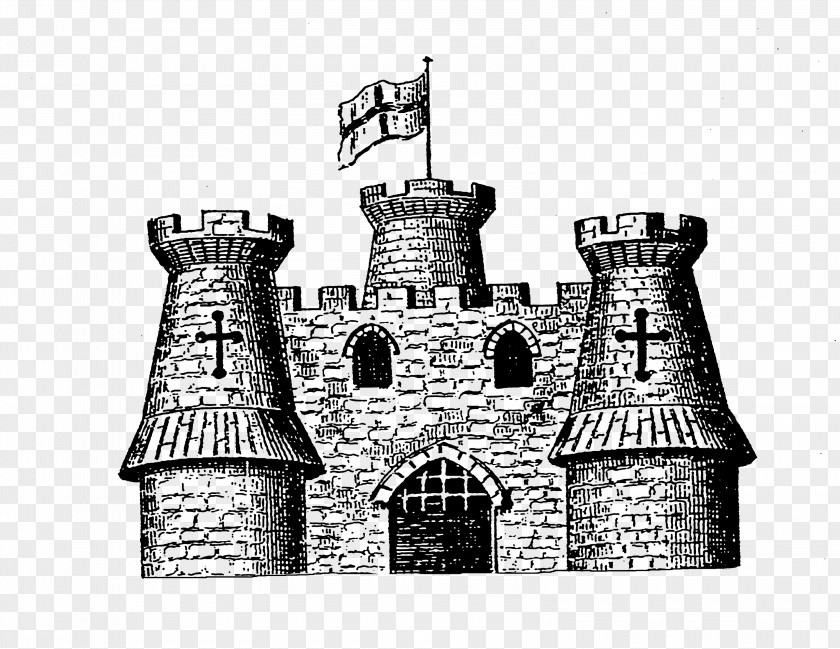 Building Blackandwhite Landmark Castle Architecture Medieval Brick PNG