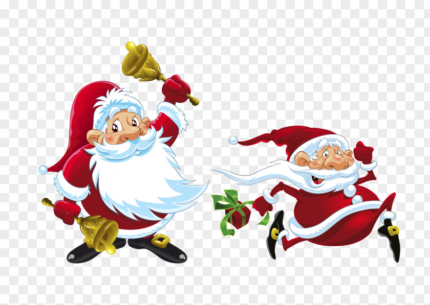 Creative Christmas Santa Claus Running Clip Art PNG