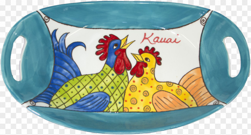 Oval Plate Rooster Ceramic PNG