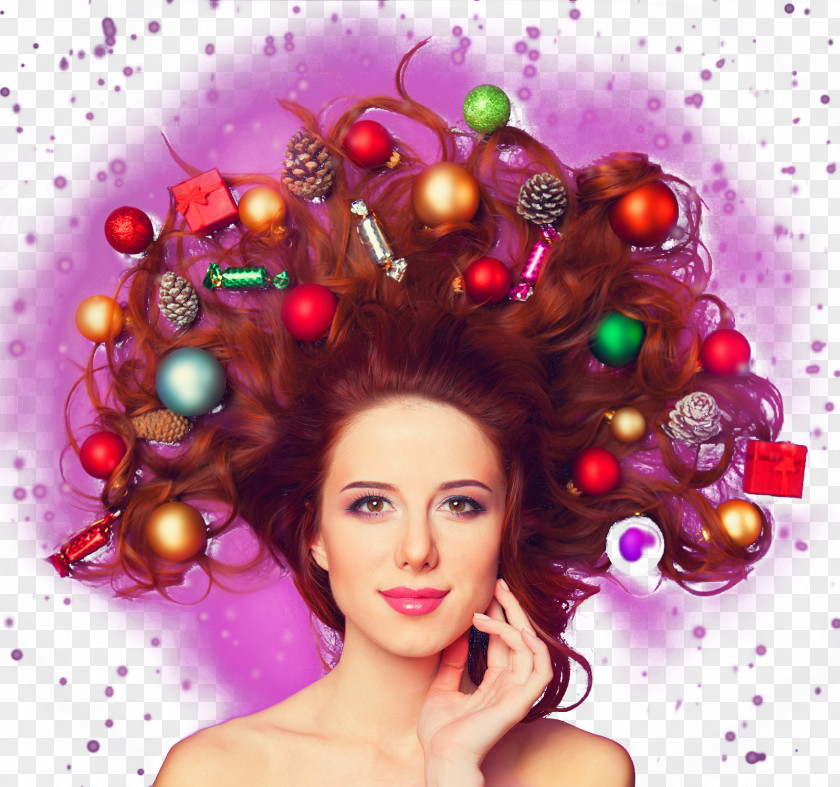 Disheveled-haired Woman Candy Christmas Presents Hair Coloring Capelli Hairstyle PNG