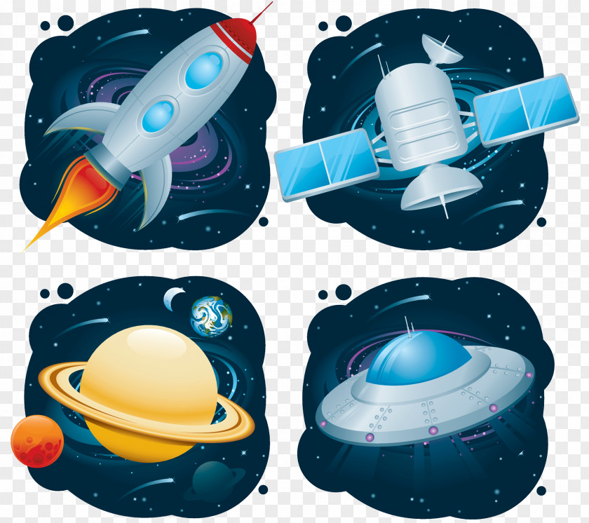 Illustration Of Cosmic Space Unidentified Flying Object Spacecraft Icon PNG