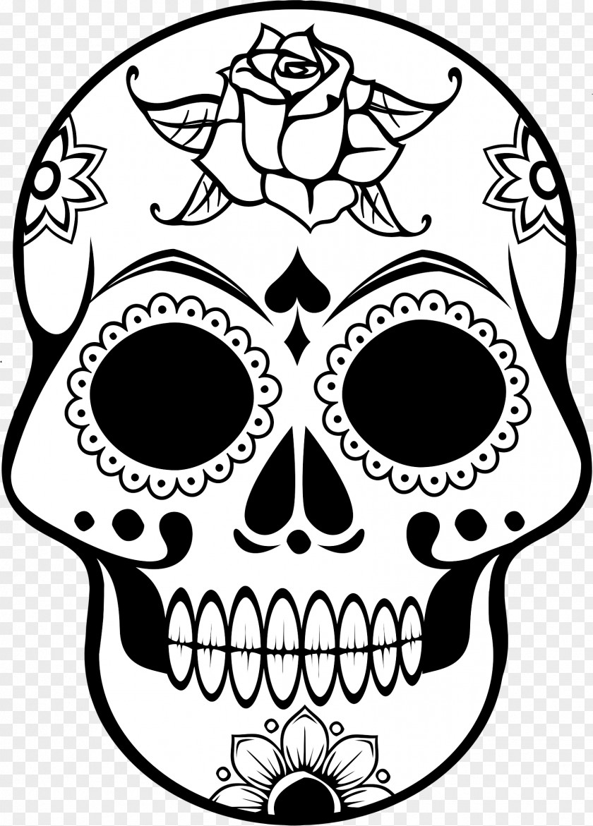 Skull Calavera Day Of The Dead Coloring Book Mandala PNG