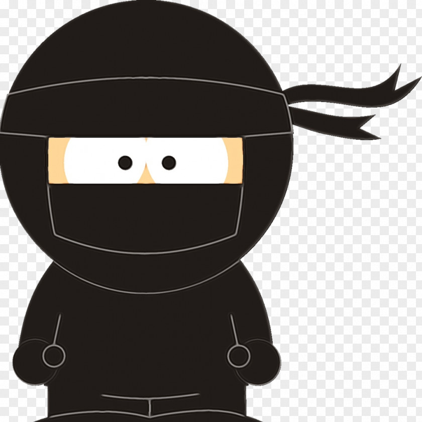 Cartoon Black Hair Smile PNG