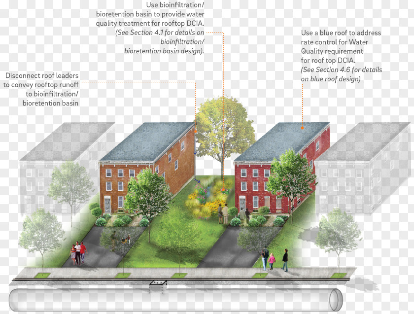 Tree Combination Map Stormwater Urban Design Surface Runoff Bioretention PNG