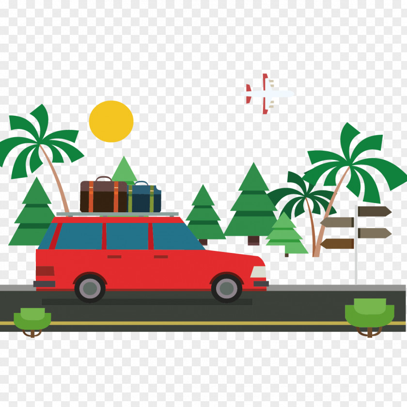 Driving To Vacation Car Travel Illustration PNG