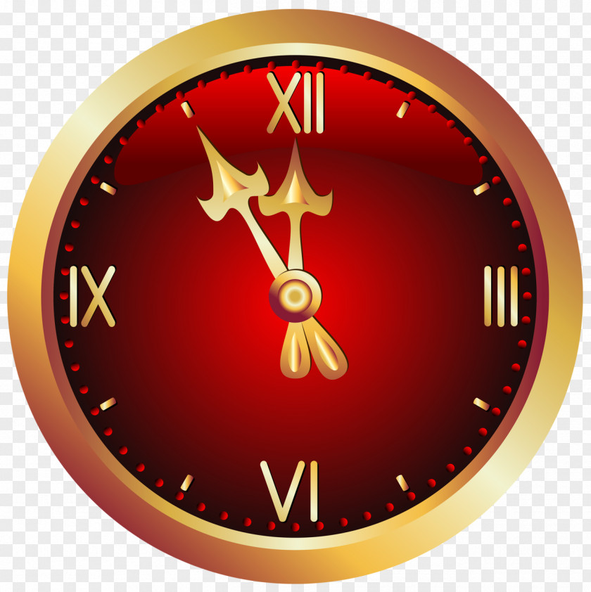 Christmas Red Clock Clipart Picture Icon PNG