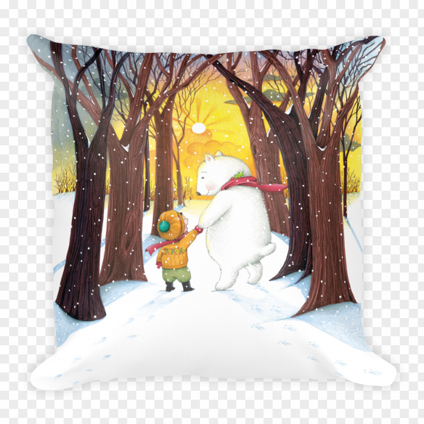 Hand Painted Material Throw Pillows Cushion Greeting & Note Cards Winter PNG