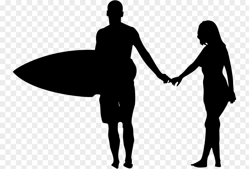 Couple Silhouette Surfing Surfboard PNG