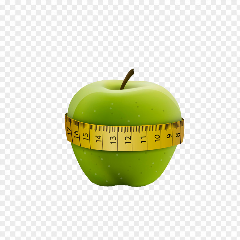 Measuring Tape Around Green Apple Measure Measurement Calorie PNG