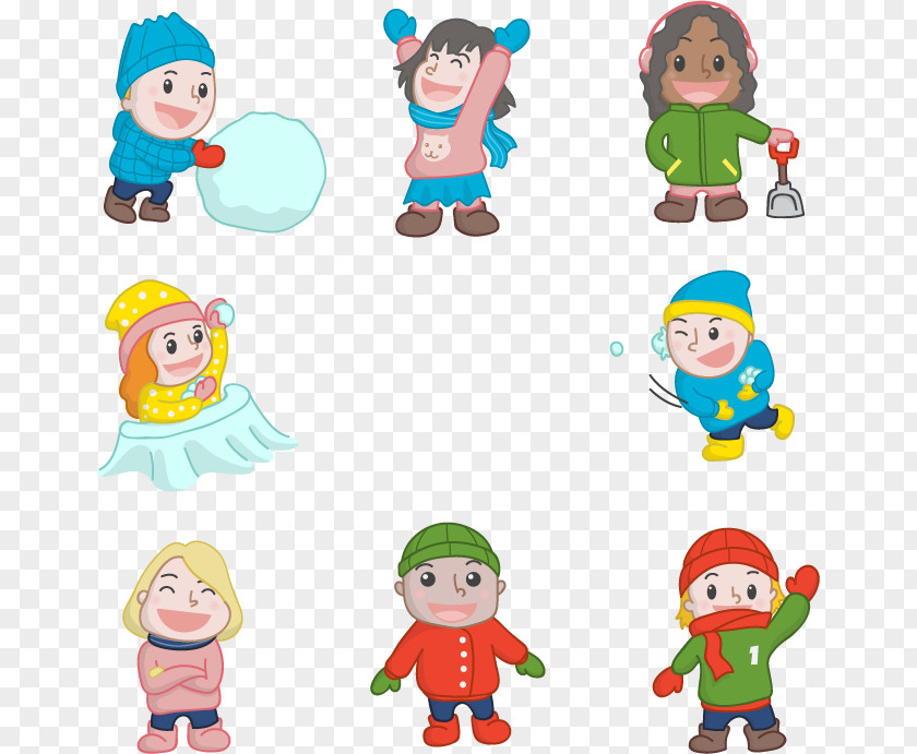 8 Winter Children Image Child Snowball Fight Clip Art PNG