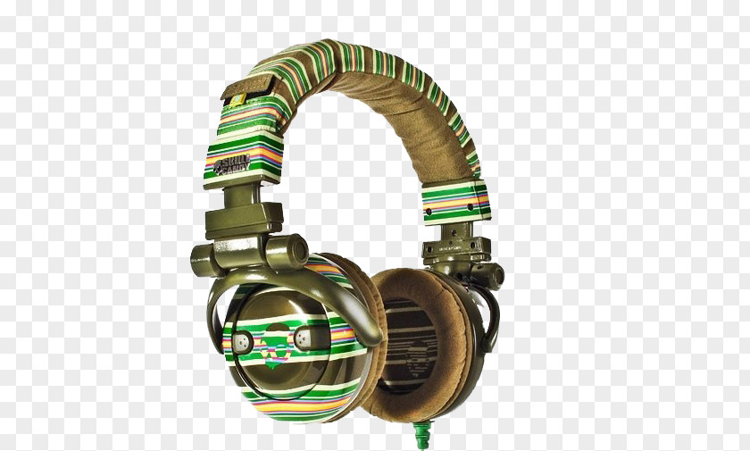 Golden Striped Headphones Microphone Skullcandy PNG