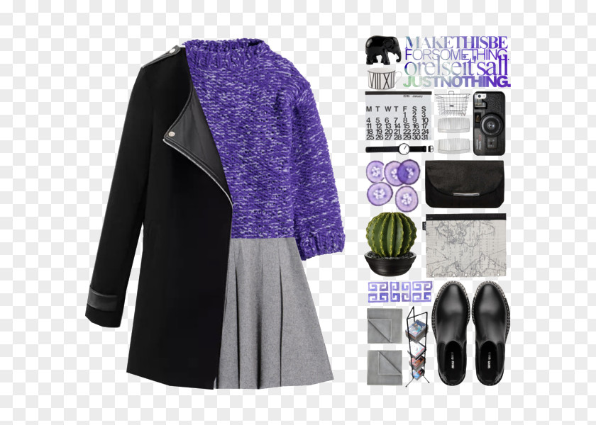 Purple Sweater And Leather Jacket Coat Clothing PNG