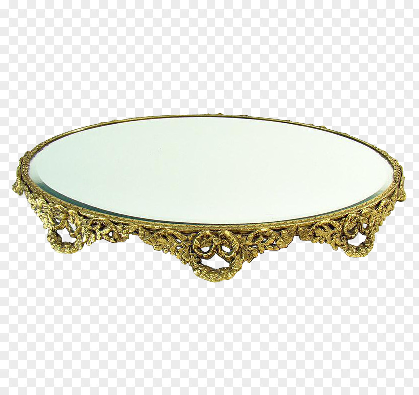 Table Gold Plating Mirror Platter PNG