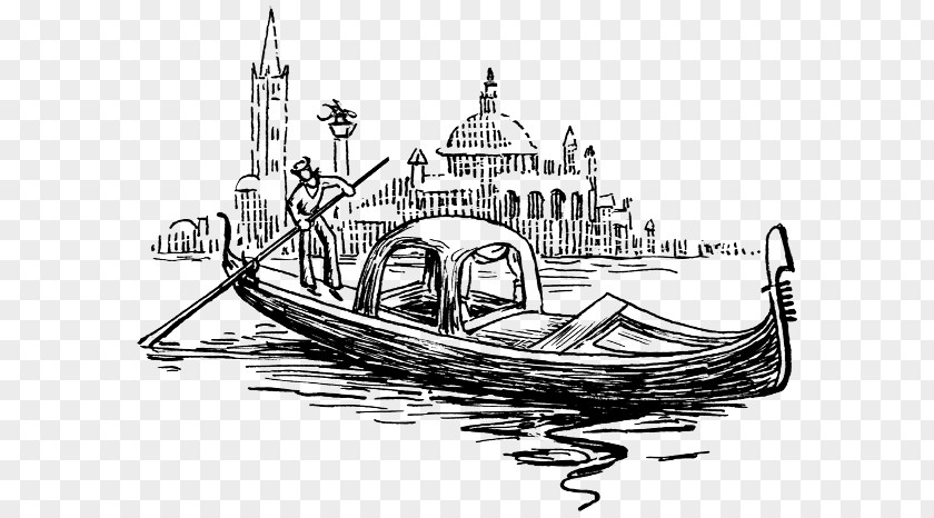 Bamboo Drawing Ink Venice Gondola Line Art Clip PNG