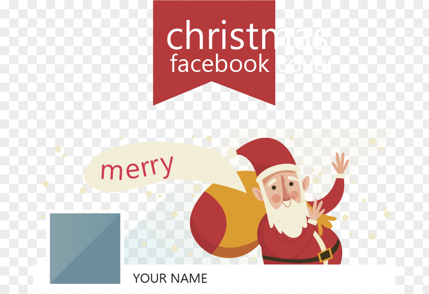 Santa Claus Face Book Theme Christmas Illustration PNG