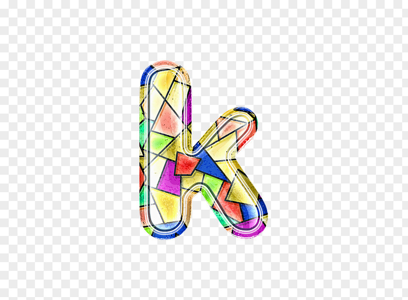 Stained Glass Letter K Butterfly Shoe Font PNG