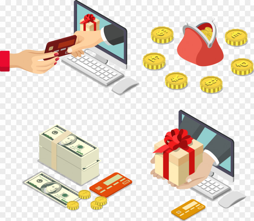 Vector Online Purchases Line PNG