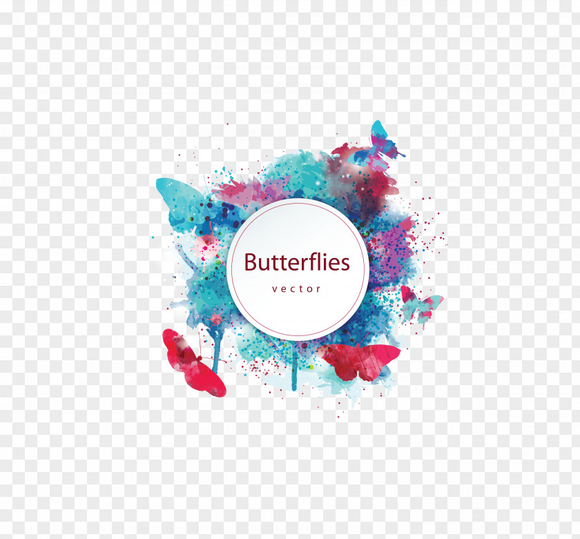 Vector Color Ink Design Pattern Butterfly Watercolor Painting PNG
