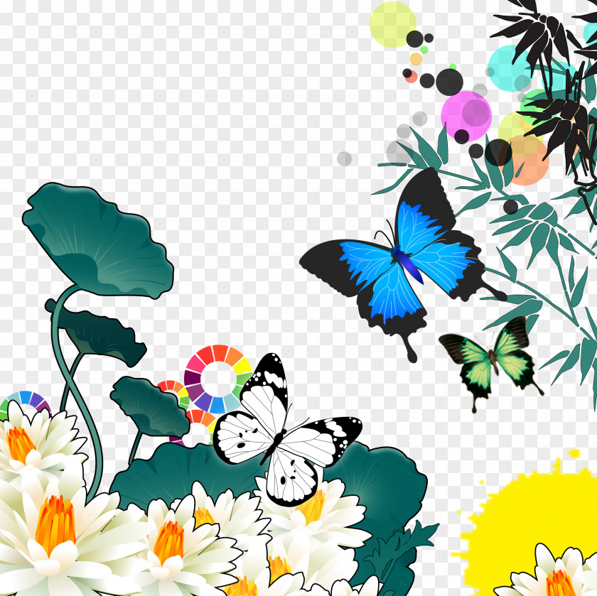 Hand-painted Butterfly Download Computer File PNG