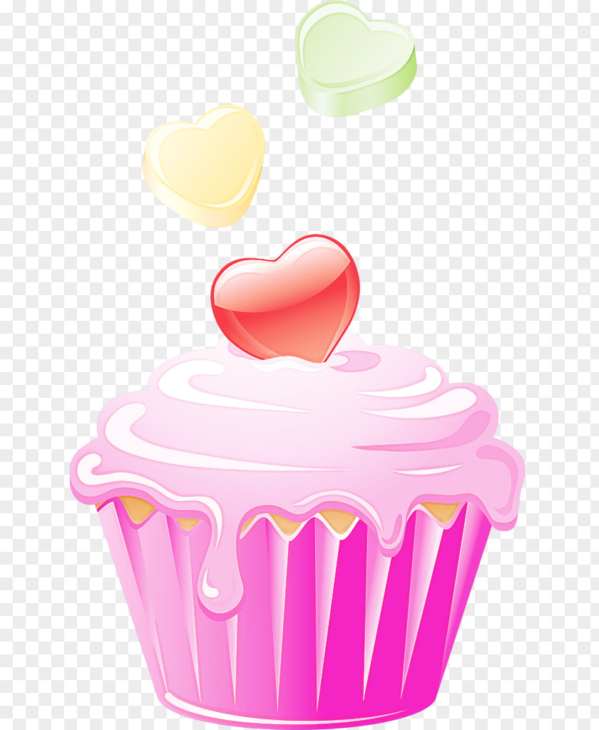 Baking Cup Pink Cupcake Heart Icing PNG