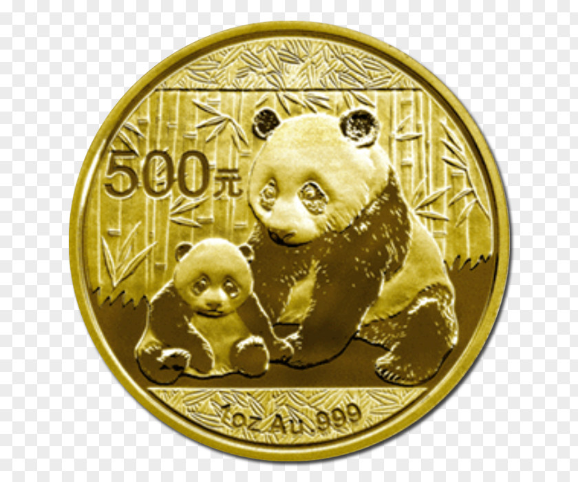 Gold Giant Panda Chinese Coin PNG