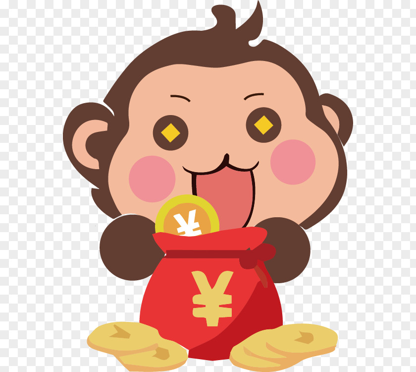 Hand-painted Cartoon Monkey PNG