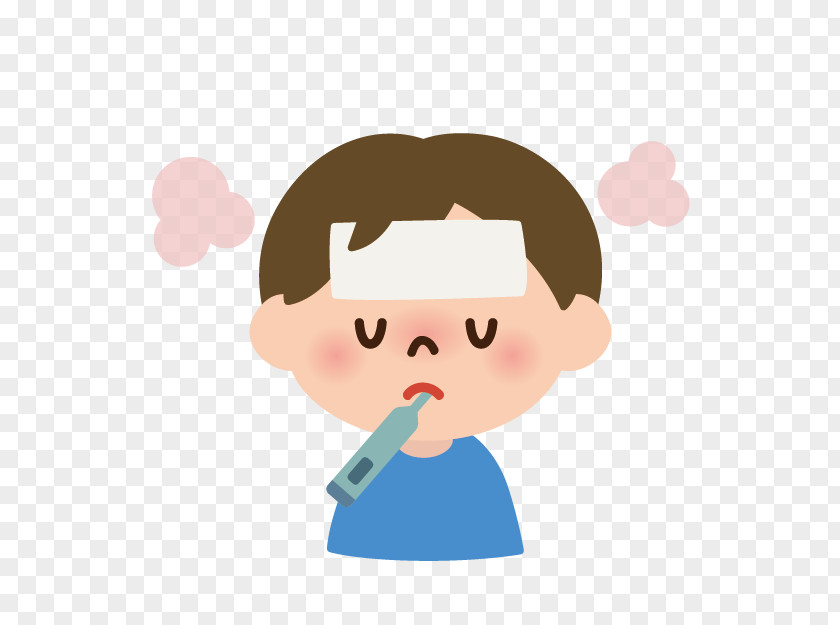 High Fever Cartoon Body Temperature Child Symptom Common Cold Disease PNG