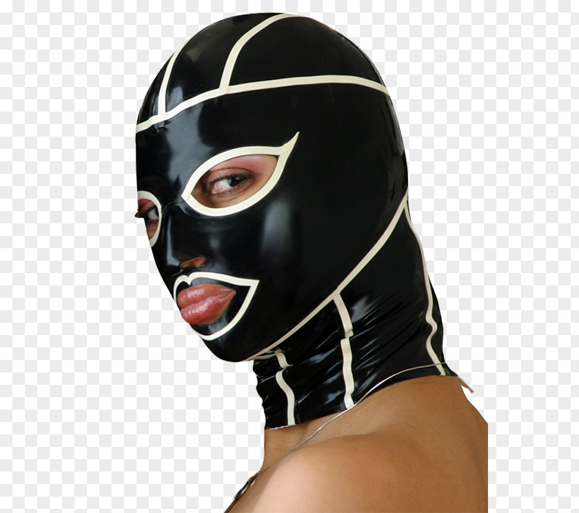 Long Mouth Catsuit Hood Latex Face Mask PNG