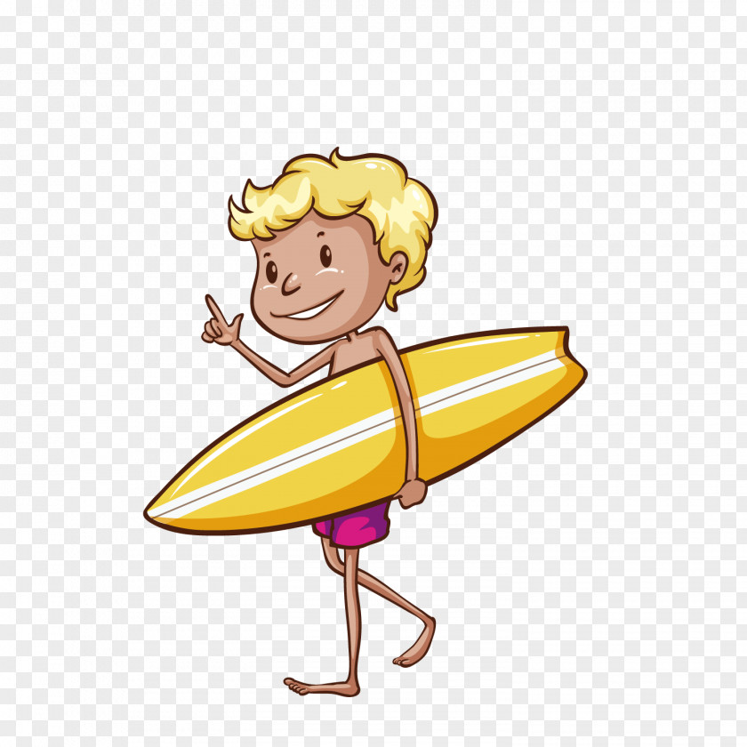 Vector Cartoon Boy Surfing Drawing Beach Sketch PNG