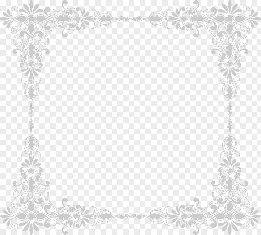 Grey Flower Frame White Black Area Pattern PNG