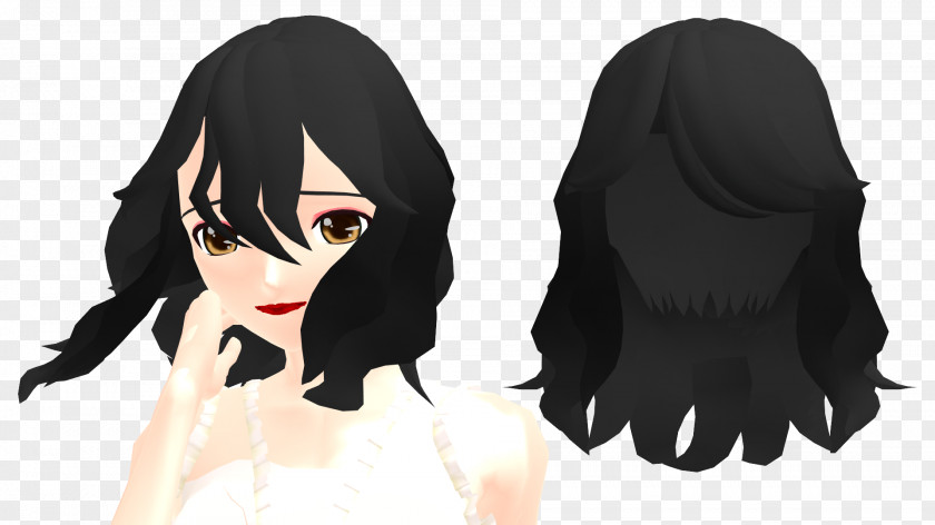 Short Hair Hairstyle MikuMikuDance Black Model PNG