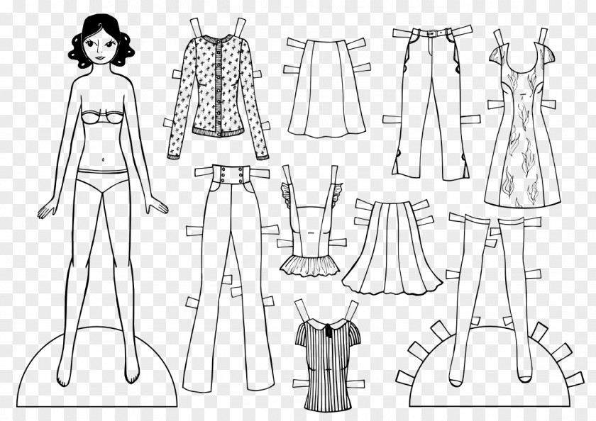 Paper Dolls Line Art Drawing Shoe Outerwear Sketch PNG