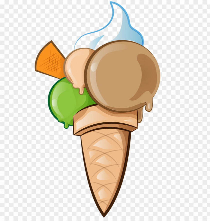 Cartoon Variety Of Flavors Ice Cream Cone Italian Waffle PNG
