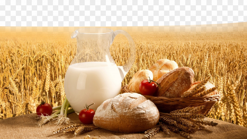 Wheat Background Milk Breakfast Cereal Bread Baguette PNG