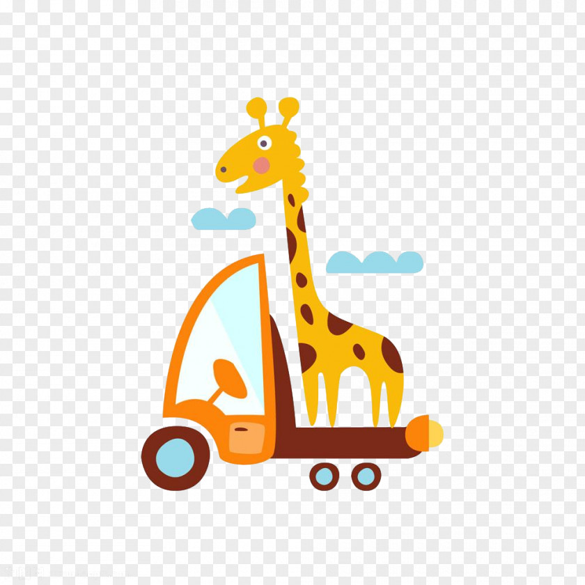 Cute Cartoon Giraffe Car Drawing Photography Illustration PNG