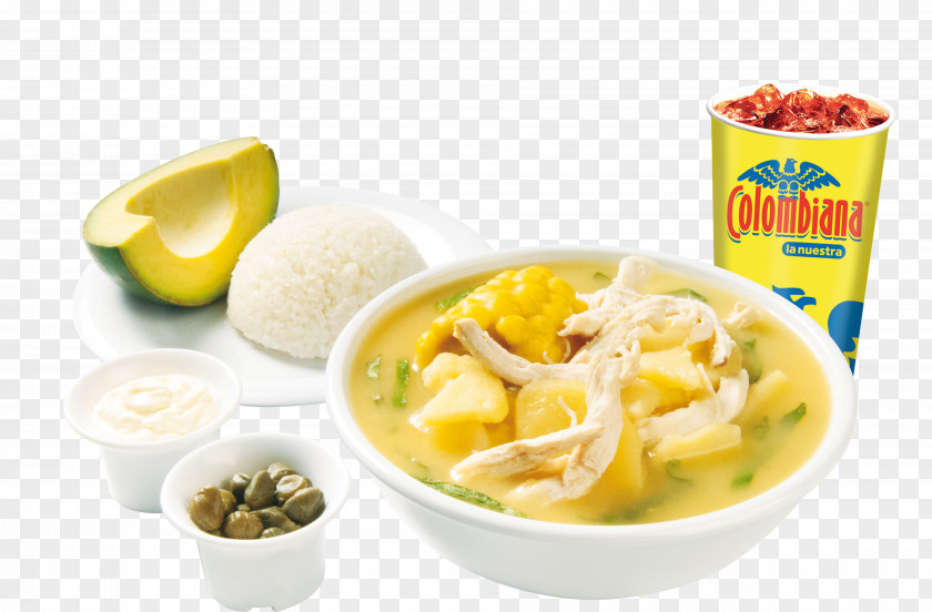 Menu Ajiaco Vegetarian Cuisine Soup Chicken As Food Roast PNG