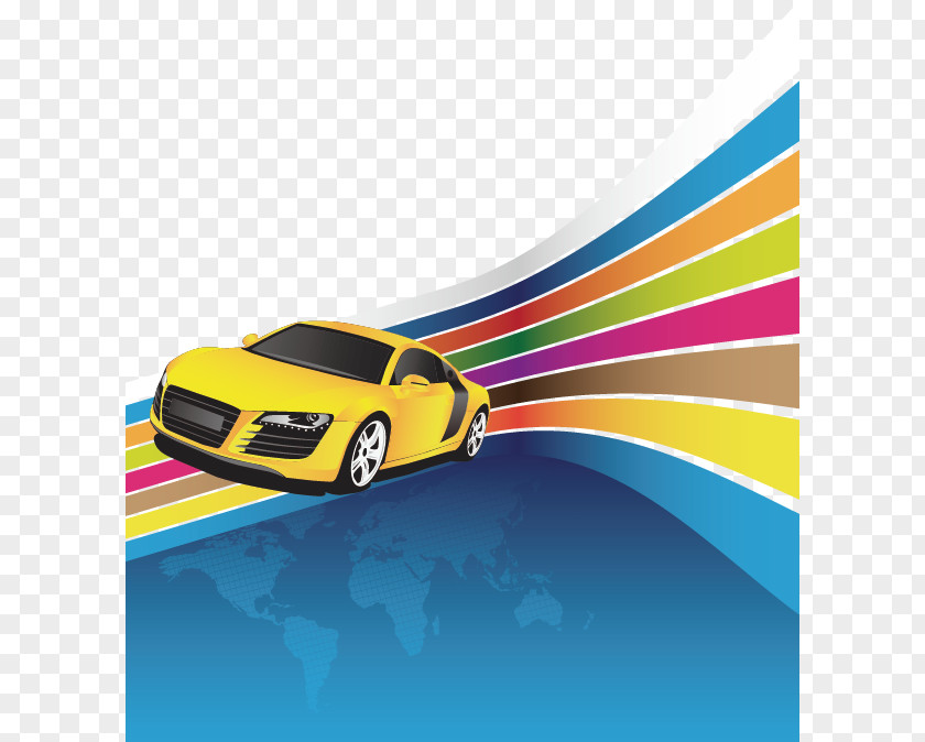 Vector Cool Background Yellow Sports Car Lightning McQueen Cartoon Wallpaper PNG