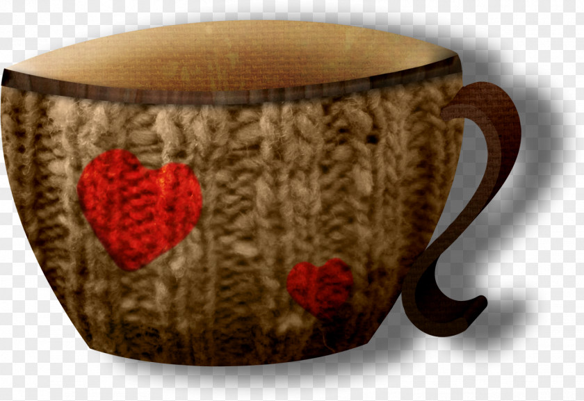 Brown Creative Cup Knitting Pattern Glass PNG
