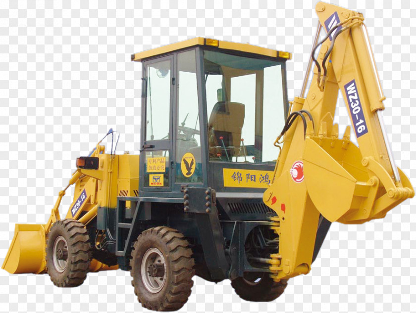 Large Car Bulldozer Machine Yellow Wheel Tractor-scraper Motor Vehicle PNG