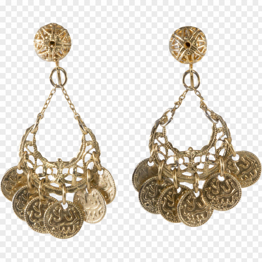 Coin Earring Gold Silver Antique PNG