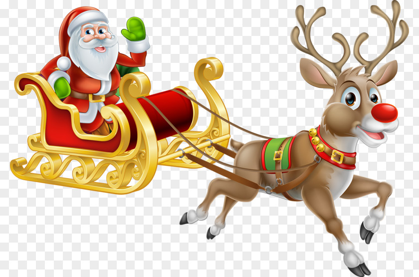 Hand-painted Reindeer Santa Claus's Christmas Illustration PNG