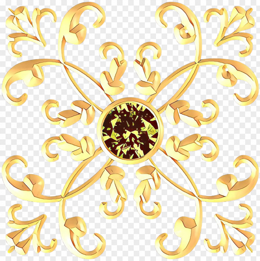 Yellow Ornament Pattern Symmetry PNG