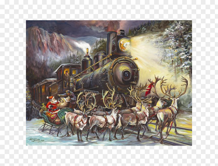 Santa Claus Jigsaw Puzzles Christmas Train PNG