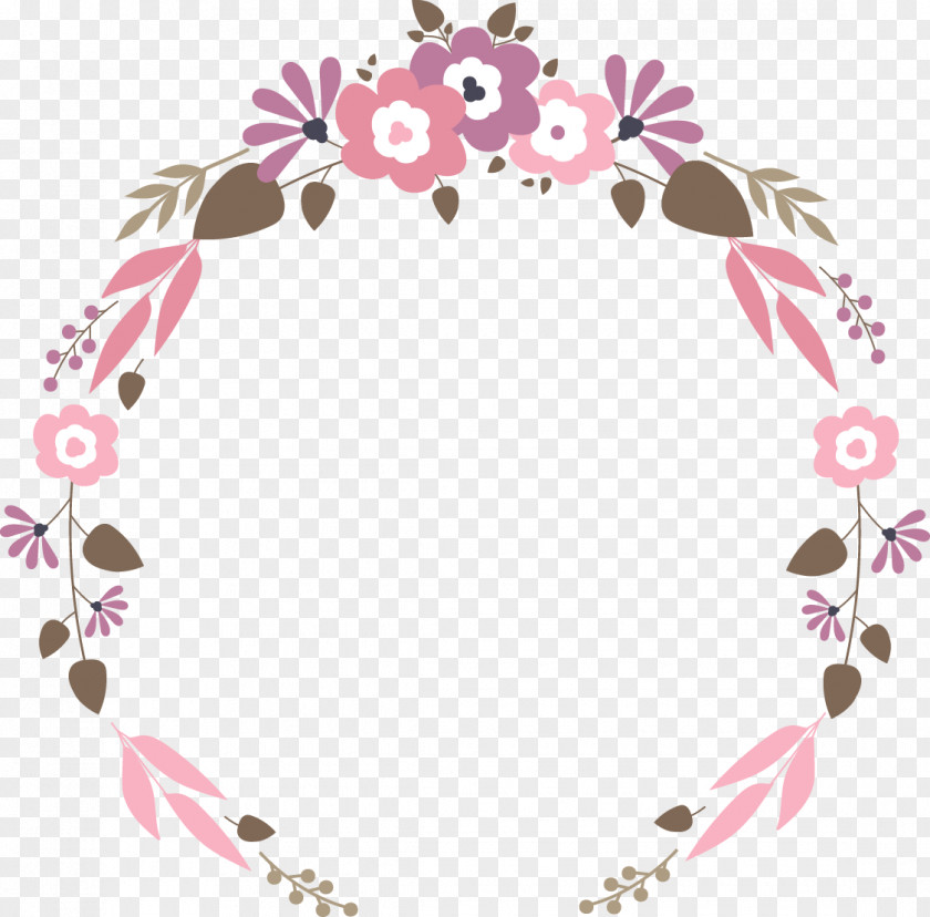 Vector Floral Garland Wedding Flat PNG