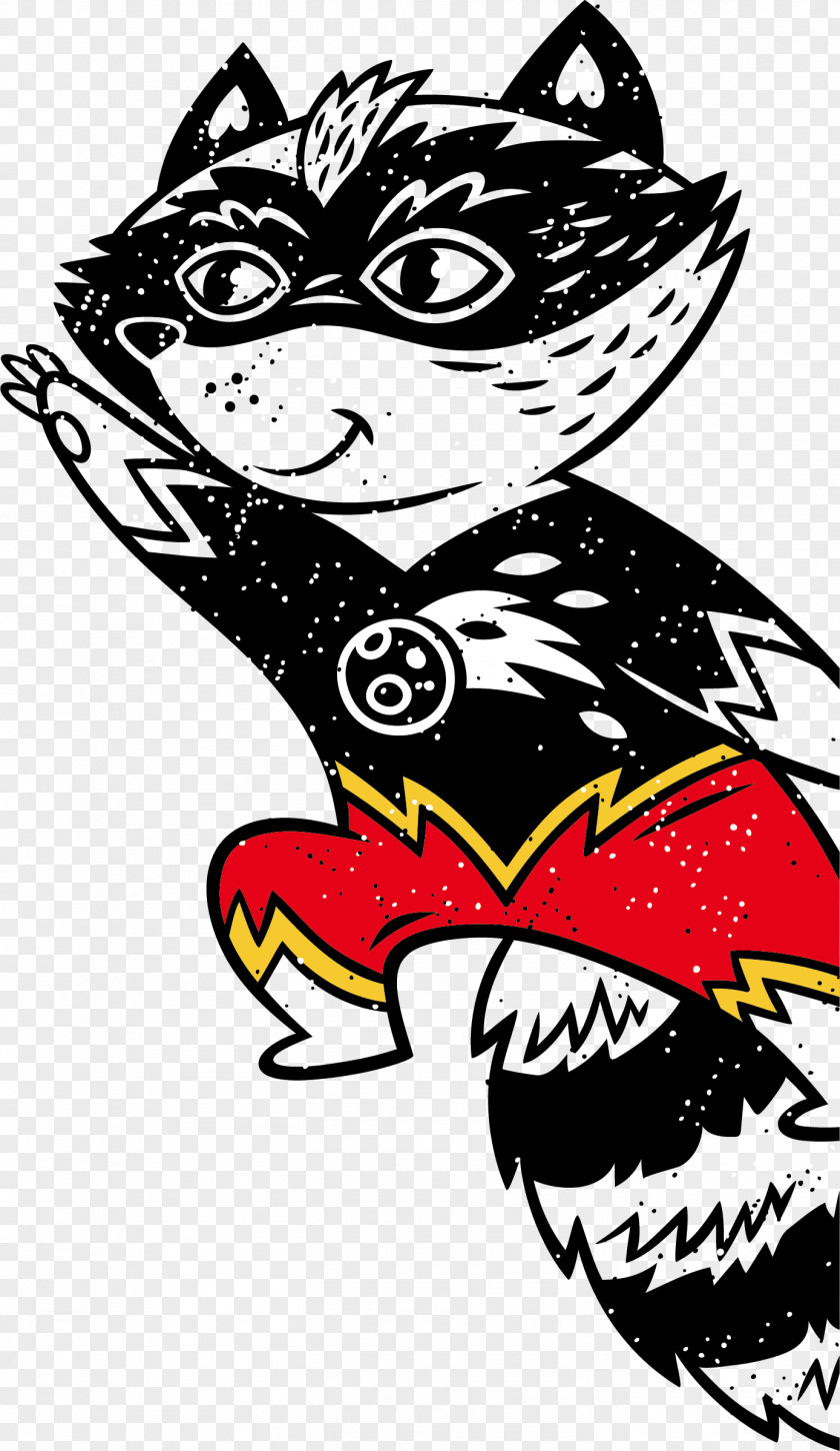 Vector Hand Painted Black Cat Sheriff Superhero Stock Photography Illustration PNG